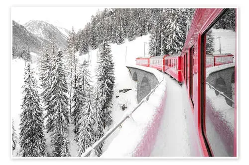 Tren expreso Bernina rojo, Suiza de Roberto Sysa Moiola
