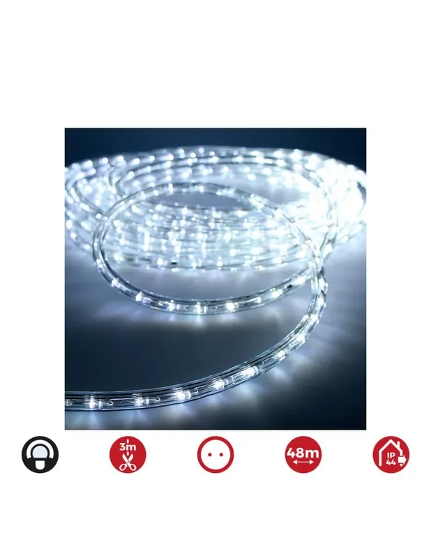 Tubo flexiled led 2 vias multifuncion 48m.36 leds/m blanco frio (ip44 interior-exterior) edm 8425998727104 72710 EDM