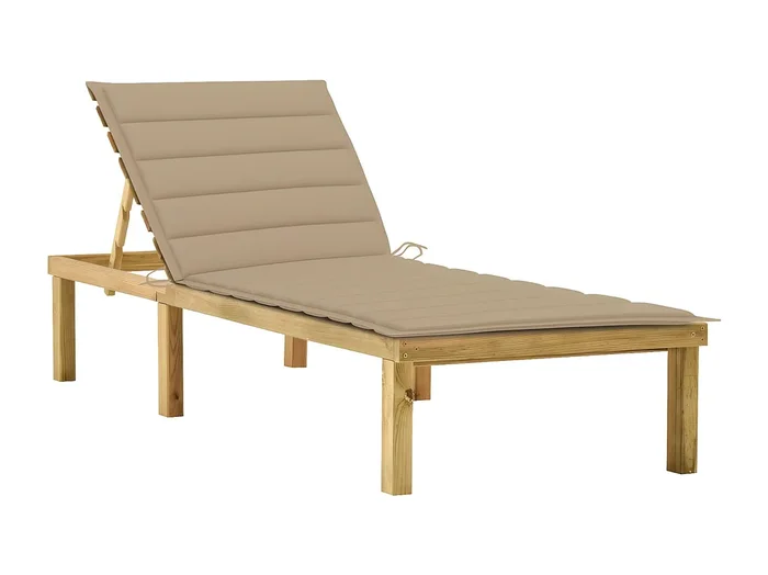 Tumbona con cojín beige madera de pino impregnada ES526404