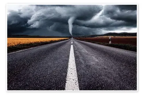 Un camino conduce hacia el tornado. de Oliver Henze
