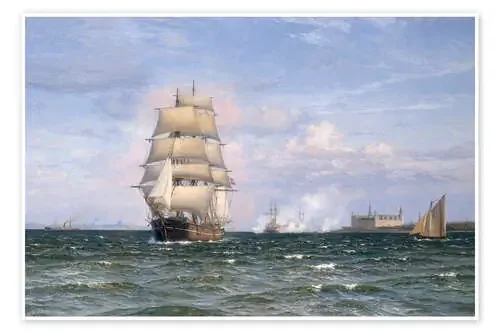 Una barca danesa frente a la ranura Kronborg de Vilhelm Arnesen akg-images