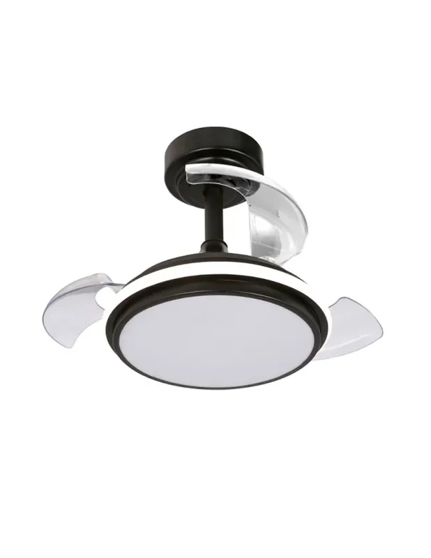 Ventilador de techo led 3cct aspas retráctiles antila mini xs 35w 3000lm negro 8435197440636 33046 CRISTALRECORD