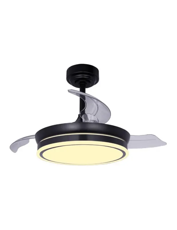 Ventilador de techo led 3cct aspas retráctiles moss mini 46w 5520 lm negro 8435197440513 33043 CRISTALRECORD