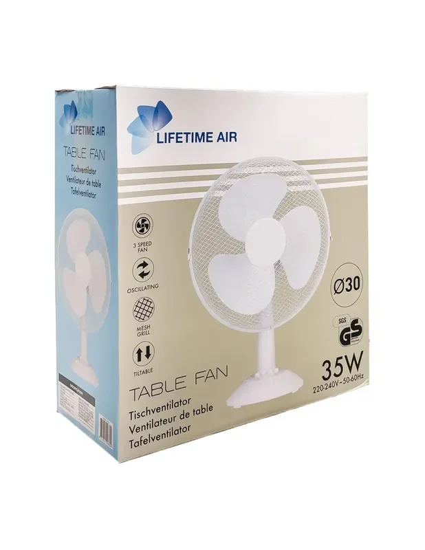 Ventilador sobremesa 35 w, ø30 cm, blanco 8711252503844 33034 LIFETIME AIR