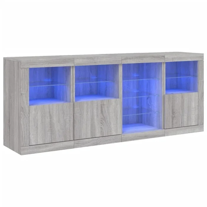 vidaXL Aparador con luces LED gris Sonoma 164x37x67 cm
