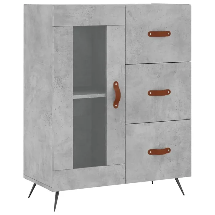 vidaXL Aparador de madera de ingeniería gris hormigón 69,5x34x90 cm