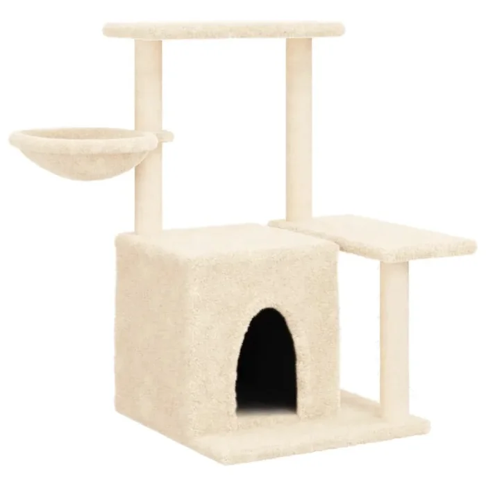 vidaXL Rascador para gatos con postes de sisal color crema 83 cm