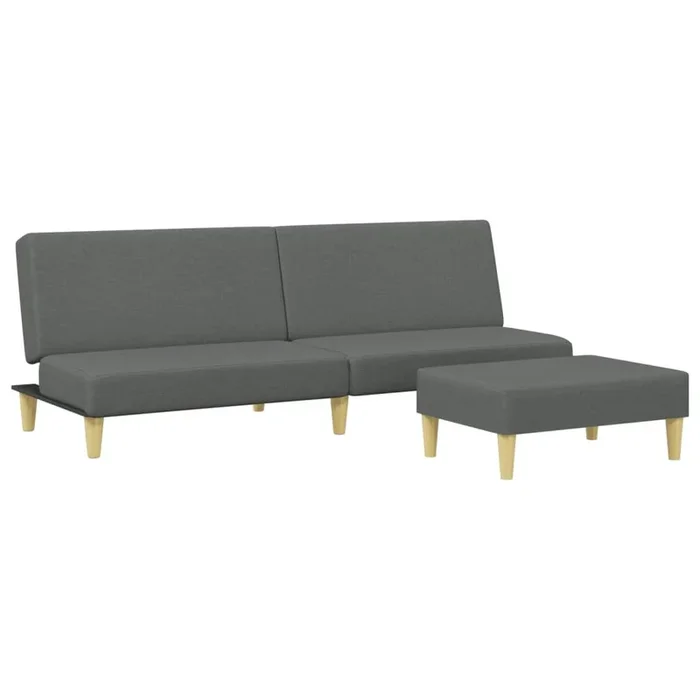 vidaXL Sofá cama de 2 plazas con taburete tela gris oscuro