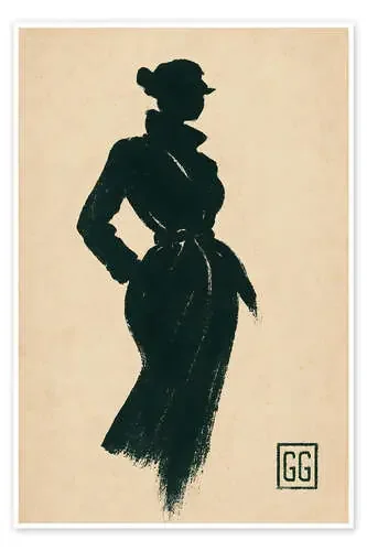 Vintage Female Fashion Silhouette de Gradient Grooves