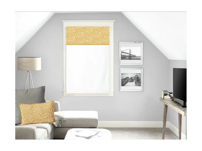 Visillo para ventana puro algodón 60×90 cm mostaza VINTAGE