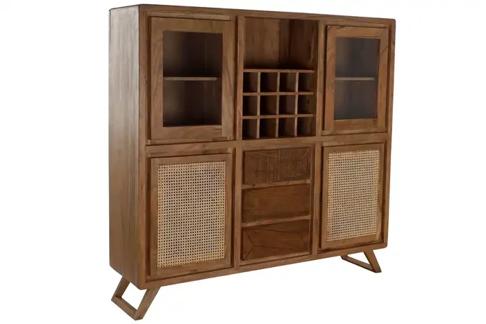 Vitrina Acacia Cristal 160X41X153 Botellero Marron