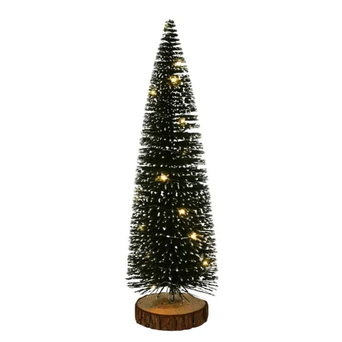 Well Home Abeto Navideño con 20 luces LED blancas cálidas y Temporizador – 41x14x14cm