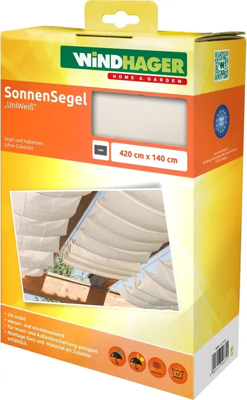 Windhager Toldo – Corredero de Ondas, 4,2 x 1,4 m, Blanco